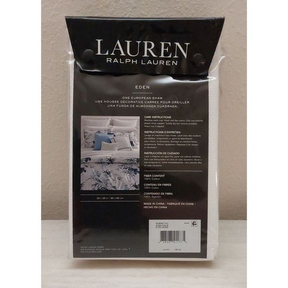 Ralph Lauren EDEN PIQUE White 100% Cotton Euro European Pillow Sham 26"x 26" - Picture 7 of 10